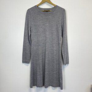 Tahari Gray Merino Wool Sweater Dress